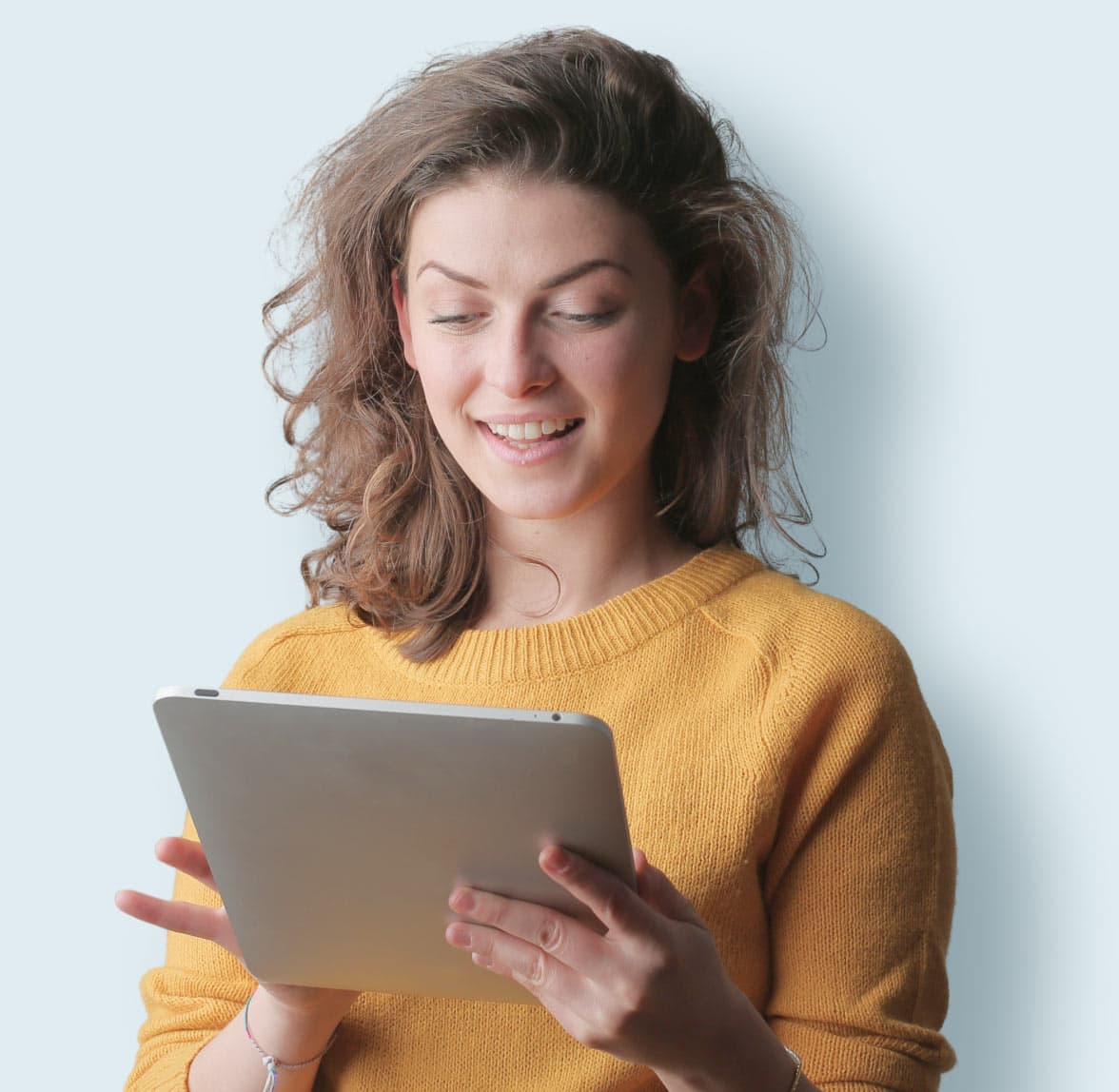 Accountant reviewing finances on a tablet